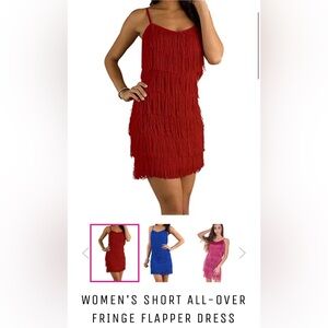 Chic Red Mini Fringe Dress